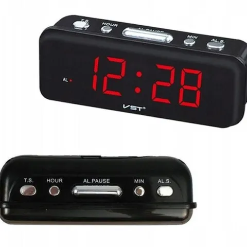 Budzik zegar elektroniczny cyfrowy LED 24h głośny alarm drzemka