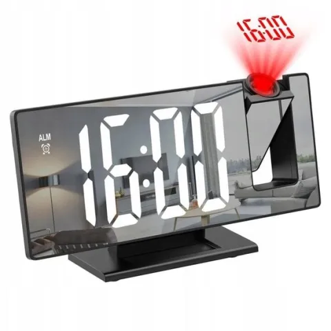 BUDZIK ZEGAR ELEKTRONICZNY LED PROJEKTOR DATA ALARM TERMOMETR 4w1