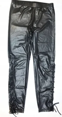 CALZEDONIA legginsy imitacja SKÓRY M/38 sznurowane
