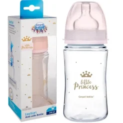 CANPOL Butelka antykolkowa szeroka ROYAL 240ml różowa