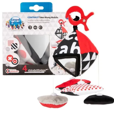 CANPOL Kontrastowa karuzelka podróżna do wózka / fotelika SENSORY TOYS
