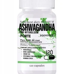 120CAPS 1000MG ASHWAGANDHA PREMIUM KSM-66 STRES SEN DEPRESJA ZMĘCZENIE