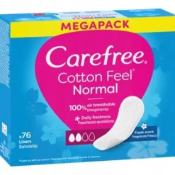 CAREFREE Cotton Fresh wkładki higieniczne świeży zapach 76szt