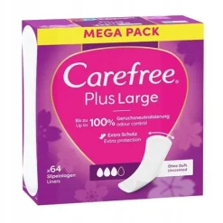 CAREFREE Plus Large wkładki higieniczne Unscented 64szt