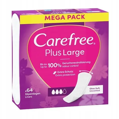 CAREFREE Plus Large wkładki higieniczne Unscented 64szt
