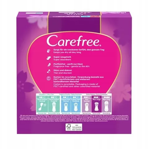 CAREFREE Plus Large wkładki higieniczne Unscented 64szt