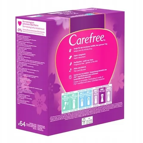 CAREFREE Plus Large wkładki higieniczne Unscented 64szt