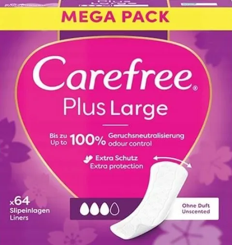 CAREFREE Plus Large wkładki higieniczne Unscented 64szt