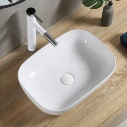 CERAMICZNA UMYWALKA NABLATOWA STAWIANA BIAŁA 46x33