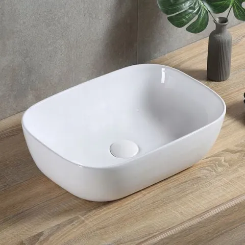 CERAMICZNA UMYWALKA NABLATOWA STAWIANA BIAŁA 46x33