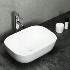 CERAMICZNA UMYWALKA NABLATOWA STAWIANA BIAŁA 46x33