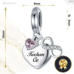CHARMS SERCE srebro 925 NIESKOŃCZONOŚĆ GRAWER charms nieskończoność pr S925