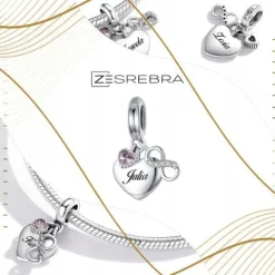 CHARMS SERCE srebro 925 NIESKOŃCZONOŚĆ GRAWER charms nieskończoność pr S925