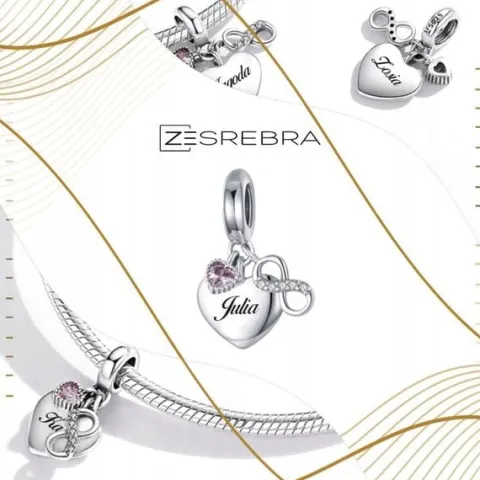 CHARMS SERCE srebro 925 NIESKOŃCZONOŚĆ GRAWER charms nieskończoność pr S925