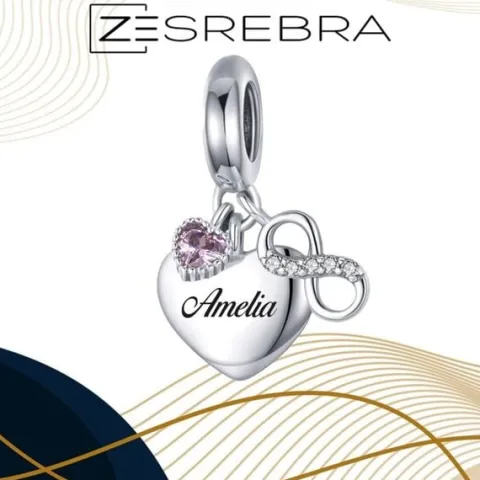 CHARMS SERCE srebro 925 NIESKOŃCZONOŚĆ GRAWER charms nieskończoność pr S925
