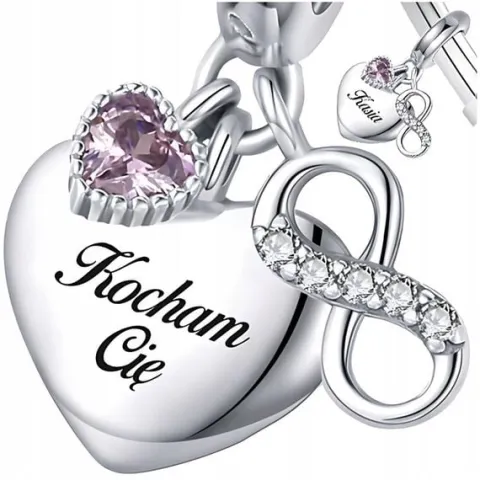 CHARMS SERCE srebro 925 NIESKOŃCZONOŚĆ GRAWER charms nieskończoność pr S925