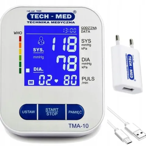 CIŚNIENIOMIERZ NARAMIENNY Z ZASILACZEM USB-C TECH-MED TMA-10 ARYTMIA ETUI