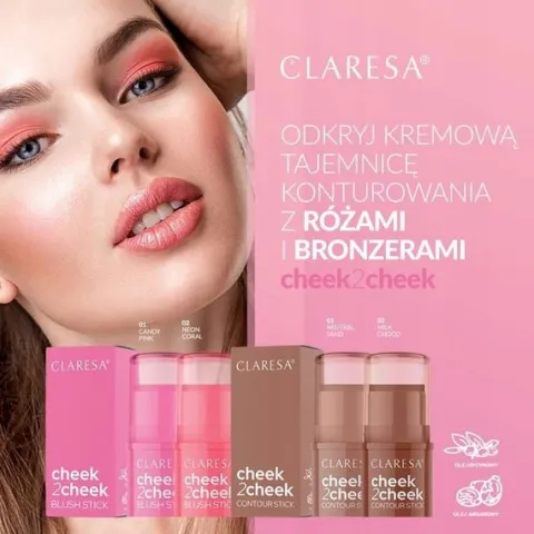 CLARESA RÓŻ W SZTYFCIE CHEEK 2 CHEEK 02 NEON CORAL