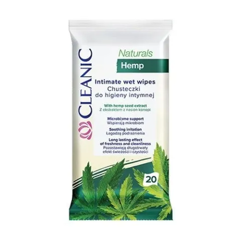 CLEANIC Chusteczki do higieny intymnej Naturals Hemp 1op.-20szt