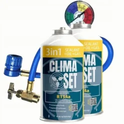 ClimaSet 2x 3w1 R134a gaz do klimatyzacji samochodowej z przewodem 700g