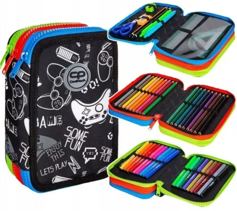Coolpack Piórnik 3 komory z wyposażeniem kredki ołówki mazaki dla gracza