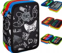 Coolpack Piórnik 3 komory z wyposażeniem kredki ołówki mazaki dla gracza