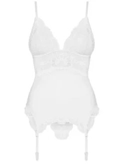 810-COR gorset i stringi – biały – czarująco kobiecy Obsessive S/M