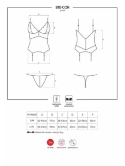 810-COR gorset i stringi – biały – czarująco kobiecy Obsessive S/M