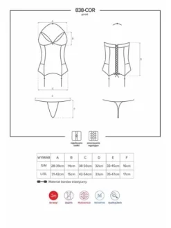 838-COR-3 gorset i stringi – czerwony – zapragniesz więcej Obsessive S/M