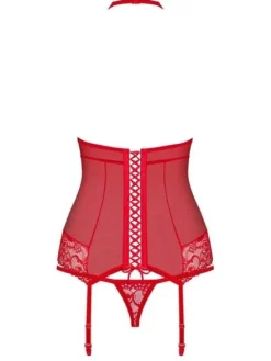 838-COR-3 gorset i stringi – czerwony – zapragniesz więcej Obsessive L/XL