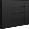 Czarna Komoda 120cm 4 Szuflady 2 Drzwi mat od producenta