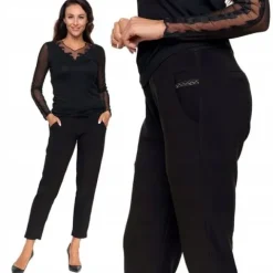 CZARNE SPODNIE DAMSKIE MORAJ ELASTYCZNE PODWYŻSZONY STAN PROSTE 3XL/4XL