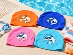 Czepek pływacki dziecięcy materiałowy na basen Aqua-Sport PU Delfin
