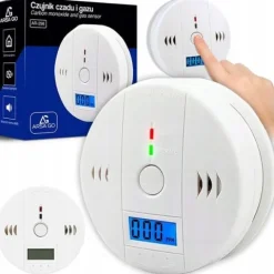 CZUJNIK CZADU GAZU WYKRYWACZ DETEKTOR TLENKU WĘGLA BEZPRZEWODOWY LCD ALARM