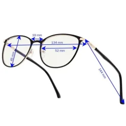 Damskie okulary zerówki +0.00 z filtrem Blue Light STL277 czarny/złoty