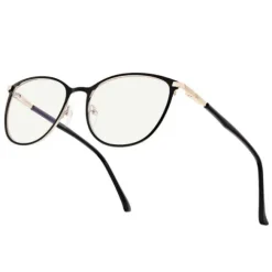 Damskie okulary zerówki +0.00 z filtrem Blue Light STL277 czarny/złoty