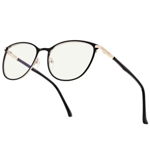 Damskie okulary zerówki +0.00 z filtrem Blue Light STL277 czarny/złoty