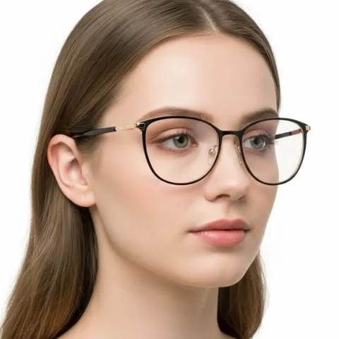 Damskie okulary zerówki +0.00 z filtrem Blue Light STL277 czarny/złoty