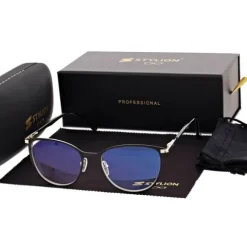 Damskie okulary zerówki +0.00 z filtrem Blue Light STL277 czarny/złoty
