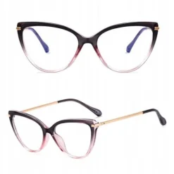 Damskie OKULARY ZERÓWKI Z FILTREM BLUE LIGHT DO KOMPUTERA OCHRONNE KOCIE