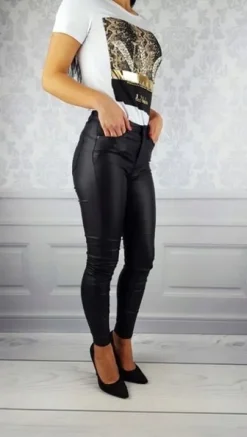 DAMSKIE SPODNIE MODELUJĄCE WOSKOWANE SKÓRA PUSH-UP