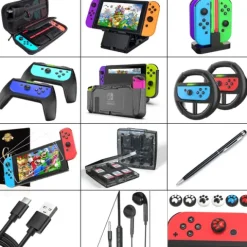 Deruitu Zestaw Akcesoriów Nintendo Switch 18W1 Etui Szkło Dock