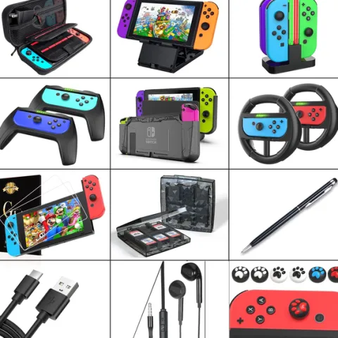Deruitu Zestaw Akcesoriów Nintendo Switch 18W1 Etui Szkło Dock