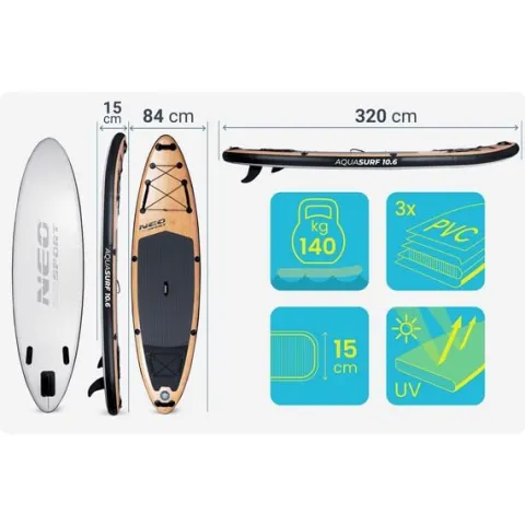 Deska SUP Aquasurf 320 x 84 x 15 cm Neo-Sport 170212