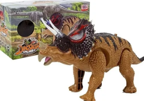 Dinozaur Triceratops Żółty Na Baterie