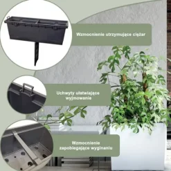 Doniczka wysoka DUC600T Skrzynka tarasowa Donica z wkładem Biała