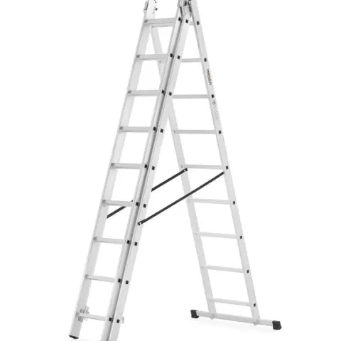 Drabina aluminiowa z opcją na schody 3x9 HIGHER 5,06m Hobby 150kg