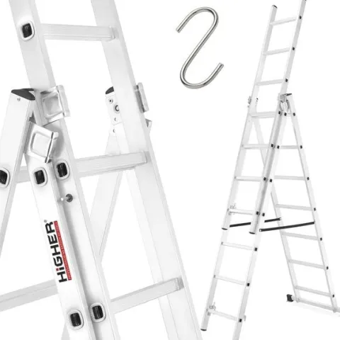 Drabina aluminiowa z opcją na schody 3x7 HIGHER 4,25m Home 150kg
