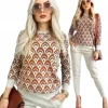 DRES DAMSKI KOMPLET dzianinowy wzorzysty modny stylowy