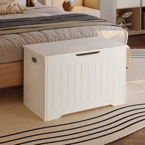 Drewniana duża skrzynia do przechowywania biała kufer na pościel loft 76 cm